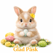 Gullig påskhare med ägg